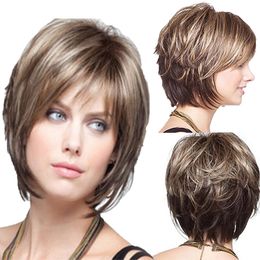 Blonde Kurze Weibliche Frisur Geschwollene Gerade Pelucas Pelo Naturliche Kurze Synthetische Haarperucken Fur Amerikanische Afrika Frauen