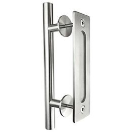 Brushed Stainless Steel Barn Door Handle Sliding Wood pull hande two side installation