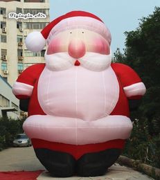 Cute Inflatable Fat Santa Claus 4.5m High Blow Up Father Christmas For Outdoor Xmas Decoration