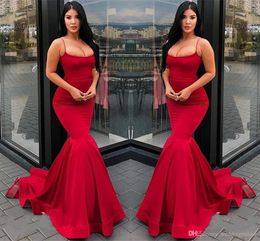 Newest Design Evening Dresses Spaghetti-Strap Mermaid Prom Dresses Long Red Evening Gowns Special Occasion Dresses robes de soirée