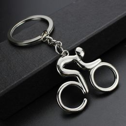 20pcs/Lot Metal Riding Bicycle Keychain Fashion Sports Key Chains Cool Man Bag Pendants Charm Female Accessory Jewellery Wholesale