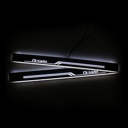 car sills UK - Moving LED Welcome Pedal Car Scuff Plate Pedal Door Sill Pathway Light For Skoda Octavia A5 A7