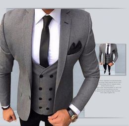 Handsome One Button Groomsmen Notch Lapel Groom Tuxedos Men Suits Wedding/Prom/Dinner Best Man Blazer(Jacket+Pants+Tie+Vest) 136