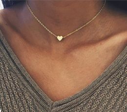 NEW Silver Colour Heart Pendant Necklace Choker for Women Short Chain Hearts Collana Kolye Necklaces Collar Love Jewellery