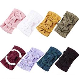 Sweet Soft Nylon Headbands Baby Jacquard Hair Accessories Knot Hair Bow Soft band Wholesale 27 Colours European Cute head band Boutique