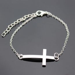 20pcs/lot Silver Chain Cross Bracelets For Women Jewellery Charm Bracelets Bangles DIY Jewellery NEW