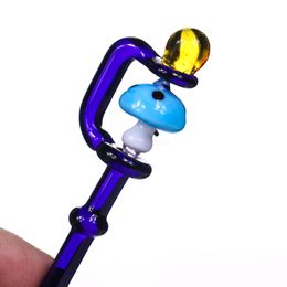 Hookahs Colorful Dab Glass Dabber Pink Stick Carve Tools Wax tool Carb Cap for quartz banger Rigs