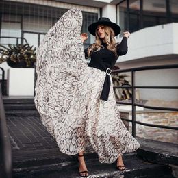 BOHO INSPIRED Snake Printed maxi Chiffon skirts women 2020 streewear high quality plus size women skirts new boho summer