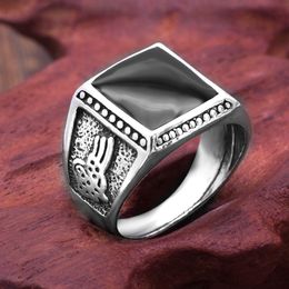 Retro Square Enamel Black Rings stones for Men New Arrival Fashion High Quality Jewellery Party Gift