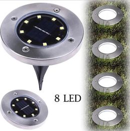 Solar Power Buried Light 8 LED Stainless steel Under Ground Lamp Waterproof Underground Outdoor Lamp Path Way Garden Decoration LSK124