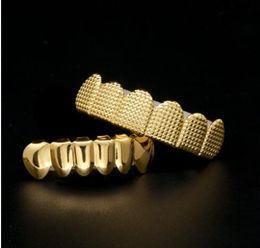Men's Gold Sier Teeth Grillz 6 Top & Bottom Faux Dental Tooth Grills for Women Hip Hop Rapper Body Jewellery Gift GB1193