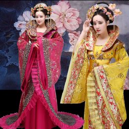 Luxury Chinese ancient costume hanfu Dress Women stand collar the noble temperament trailing dress the queen of the tang dynasty clothing
