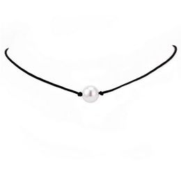 New Fashion Knot Imitation Pearl Necklace Leather Cord Necklace Jewellery Selling Women's Choker Necklace