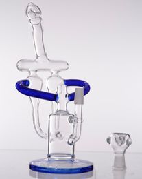 Glass Bong Hookahs Dab Rig Water Pipes Recycler bubbler with 14mm glass bowl oil pipe smoke accessory