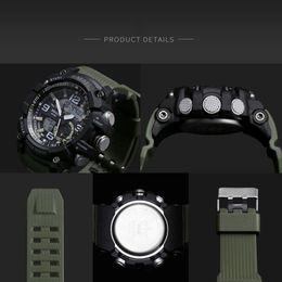 Smael orologio sportivo orologio maschile ha guidato l'orologio digitale Doppiproof Dual Time Orologio da polso per orologio militare 1617 Mens orologio militare