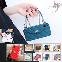 Wallet Cases For iPhone 15 14 13 12 XS Max XR X 10 8 7 6s 6 Plus 11 Pro Max Soft Silicone Card Slot Handbag Purse Phone Cover With Chain