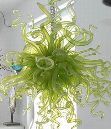 Green Blown Chandeliers Light Lamps for Wedding Deco Pretty Art Decoration Hanging Glass Chain Pendant Chandelier