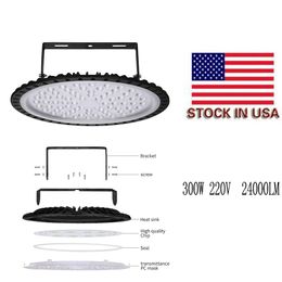 US stock 300W 2230V UFO ultra slim LED high bay light6000K 24000Lm IP65 led lights efficient flood light Aluminium mining highbay lamp