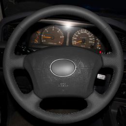 Top Leather Steering Wheel Hand-stitch on Wrap Cover For Toyota Land Cruiser Prado 120 Lexus LS400 1995 GX GX470 2004-2009