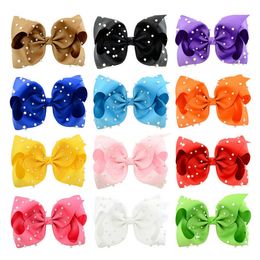 8 inch Candy Colors JOJO Siwa baby hair Bow Rainbow Gilding drill Unicorn Printed Design Girls