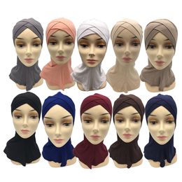 2019 new design 30cmX40cm knitting cotton kids muslim hijab girls muc hijab kids islamic scarf with mix color