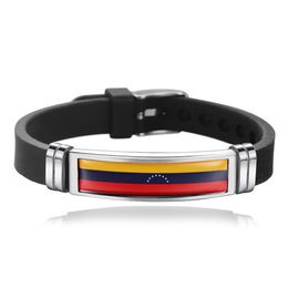 New Venezuela Flag Bangles Sporty Style Stainless Steel Silicone Venezuela Country Flag Bracelets Jewellery