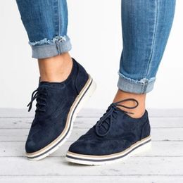 Hot Sale- Up Oxfords Shoes Woman Platform Casual Fashion Design Flats Brouge Lady Big Size Female Comfortable