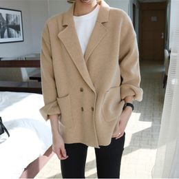 Cashmere Cardigan Sweater Women Winter Jumper Solid Korean Blazer Sweater Button Oversized Cardigan Harajuku Double Breasted New V191019