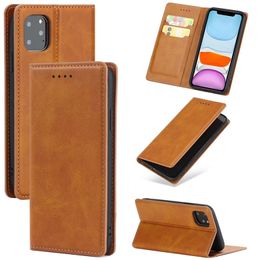 Ultra Thin Flip Matte Leather Wallet Shell Dual Card Slots Bracket Frosted Holster Phone Case for iPhone 11 Pro Max 7 Samsung Note10