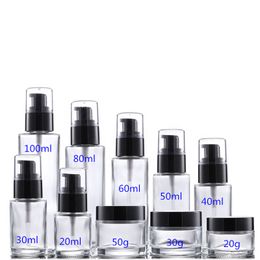 New Arrival Empty Cosmetic Cream Bottles Clear Lotion Cream Jar Container For Emulsion Essential Oil on HOt Sale