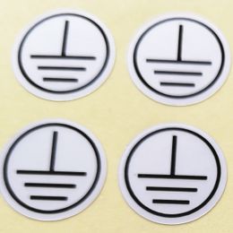 1200pcs 15mm GROUND Connexion Earthed Circuit Indication Durable Silver PET Vinyl Grounding Symbol Sticker Waterproof Electricity Safety Label