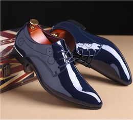 Newly Men's Quality Patent Leather Shoes Luxury White Wedding Shoes Size 38-47 Fashion Black Leather Soft Man Dress Shoe H6