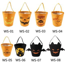 Halloween Candy Bucket Gift Wrap Kids Candy Collection Canvas Bag Halloween Candy Pouch Festival Gift Handbag Decorations SN2833