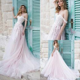 Wedding Dresses Bridal Gowns Off Shoulder Lace Appliques Sleeveless Backless Dresses Light Tulle Vestidos De Novia