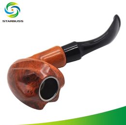 New Classic Wood Pipe with Angle, Round Hole, Long Handle and Flat Nozzle