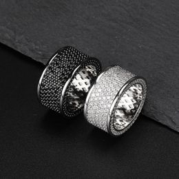 Luxury Designer Jewellery Mens Rings Gold Silver Plated Iced Out Full Black Zircon Mens Hip Hop Jewellery