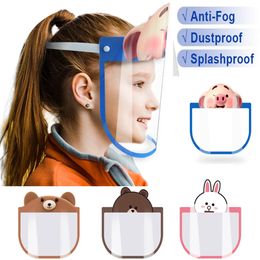2022 уф-обложка Доставка DHL ПЭТ Дети Cartoon Face Safety Shield Защитная маска Детское Обложка Anti-Fog Anti-UV Transpartent маска для лица для мальчиков девочек