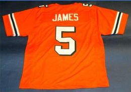 Custom Men Youth women Vintage #5 EDGERRIN JAMES OF MIAMI HURRICANES College Football Jersey size s-5XL or custom any name or number jersey