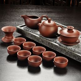Purple Sand Tea Set Black/Red Ceramic Kung Fu Teapot Handmade Purple Clay Teapot Tea Cup Gaiwan Tureen Tea Ceremony Promotion