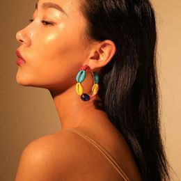 Wholesale- hoop earrings for women white shell charm huggie earring Bohemian holiday style vsco girl jewelry birthday gifts for girlfriend