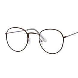 Round Glasses Frame Men Anti Blue Light Sunglasses Women Fake Gold Optical Oval Eyeglasses Transparent Lens