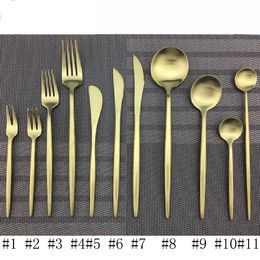 Pure Gold Dinnerware Wedding Golden Travel Cutlery Set 18/10 Stainless Steel Tableware Dinner Knife Fork Scoops Silverware Flatware Hot Sale