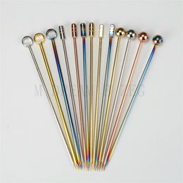 Stainless Steel Fruit Forks Cocktail Decoration Olive Fork Colour Plated Titanium Fruit Needle 4 Shape Kitchen Bar Tools