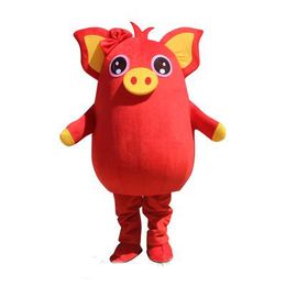 2019 Discount factory sale Yellow Pig Red Pig Mascot Party Costume Game Adult Dress Parade Animal Birthday