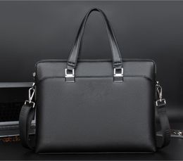 Brand New Designer Men's Shoulder Briefcase Black Leather Designer Handbag Business Men's Laptop Bag Messenger Bag