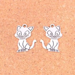 70pcs Charms double sided cat Antique Silver Plated Pendants Making DIY Handmade Tibetan Silver Jewelry 24*19mm