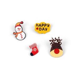 Multicolor Acrylic Christmas Brooch Pin Set Christmas Decoration Gifts Include - Christmas Tree, Santa Claus, Snowman, Jingle Bells, Stars,