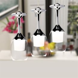 European LED Wine Glass Pendant Lamps For Bar Shop Kitchen Light Fixture Lighting 5W Led Chandelier Haning Light Led Lustre