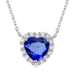 Fashion zircon heart-shaped sapphire Colourful copper-plated platinum pendant female clavicle chain necklace