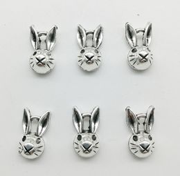 100pcs/Lot Rabbit Head Tibet Silver Charms Pendants Retro Style Jewelry DIY Pendant For Keychain Bracelet Earrings 14*8mm